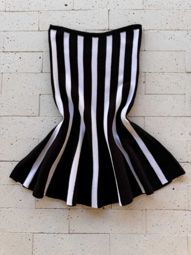 Dondoca_com_br Blusa Modal Tomara Que Caia Peplum Listrada Preta