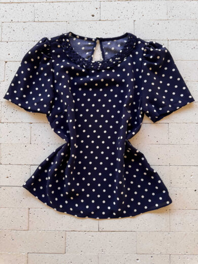Dondoca_com_br Blusa Poa Decote Trancado Marinho