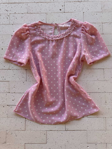 Dondoca_com_br Blusa Poa Decote Trancado Rosa