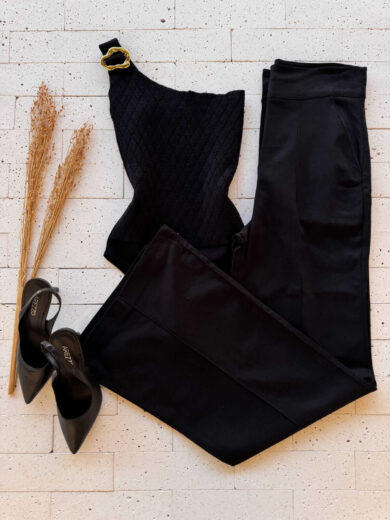 Dondoca_com_br Body Modal Um Ombro So Detalhe Fivela Preto