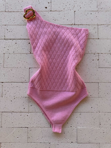 Dondoca_com_br Body Modal Um Ombro So Detalhe Fivela Rosa