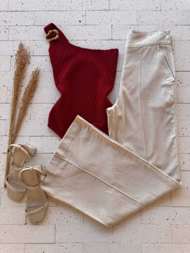Dondoca_com_br Body Modal Um Ombro So Detalhe Fivela Vermelho