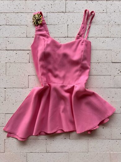 Dondoca_com_br Conjunto Peplum Assimetrico Detalhe Alca E Pantalona Rosa