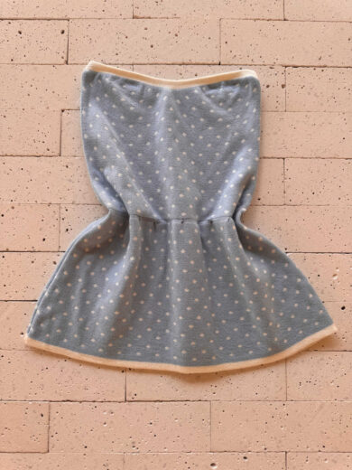 Dondoca_com_br Conjunto Poa Modal Peplum E Saia Midi Azul