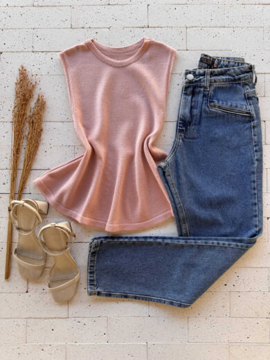 Dondoca_com_br Regata Modal Peplum Basica Rose