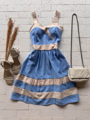 Dondoca_com_br Vestido Com Bojo Marrant Detalhe Bicolor Azul