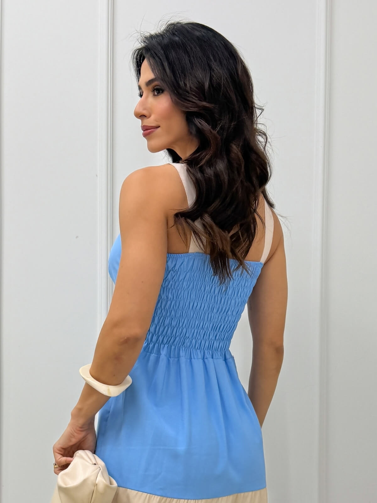 Dondoca_com_br Vestido Com Bojo Marrant Detalhe Bicolor Azul