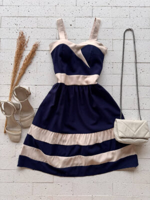Dondoca_com_br Vestido Com Bojo Marrant Detalhe Bicolor Marinho