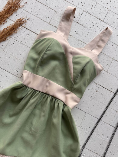 Dondoca_com_br Vestido Com Bojo Marrant Detalhe Bicolor Pistache