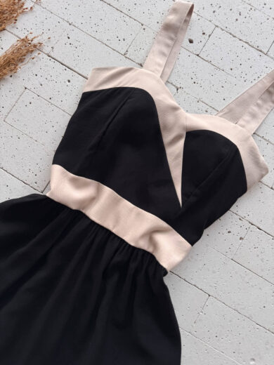 Dondoca_com_br Vestido Com Bojo Marrant Detalhe Bicolor Preto