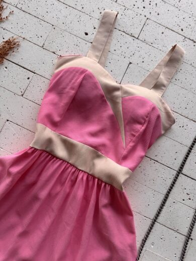Dondoca_com_br Vestido Com Bojo Marrant Detalhe Bicolor Rosa