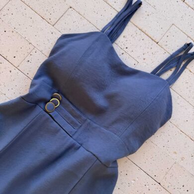 Dondoca_com_br Vestido Curto Com Short Embutido E Botoes Na Cintura Petroleo