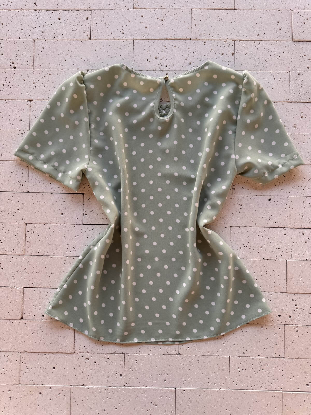 Dondoca_com_br Blusa Poa Decote Trancado Pistache