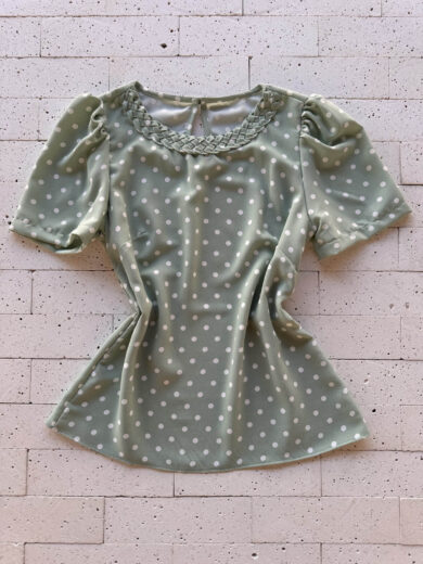 Dondoca_com_br Blusa Poa Decote Trancado Pistache