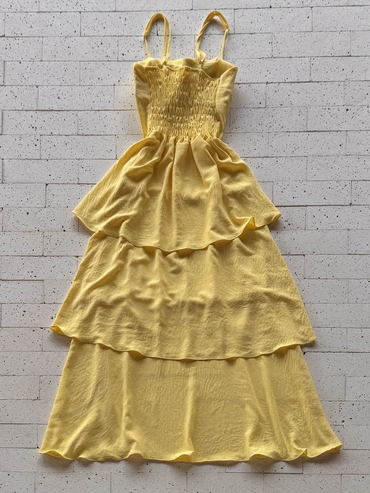 Dondoca_com_br Vestido Maxi Midi Alcinha E Camadas Tres Marias Amarelo