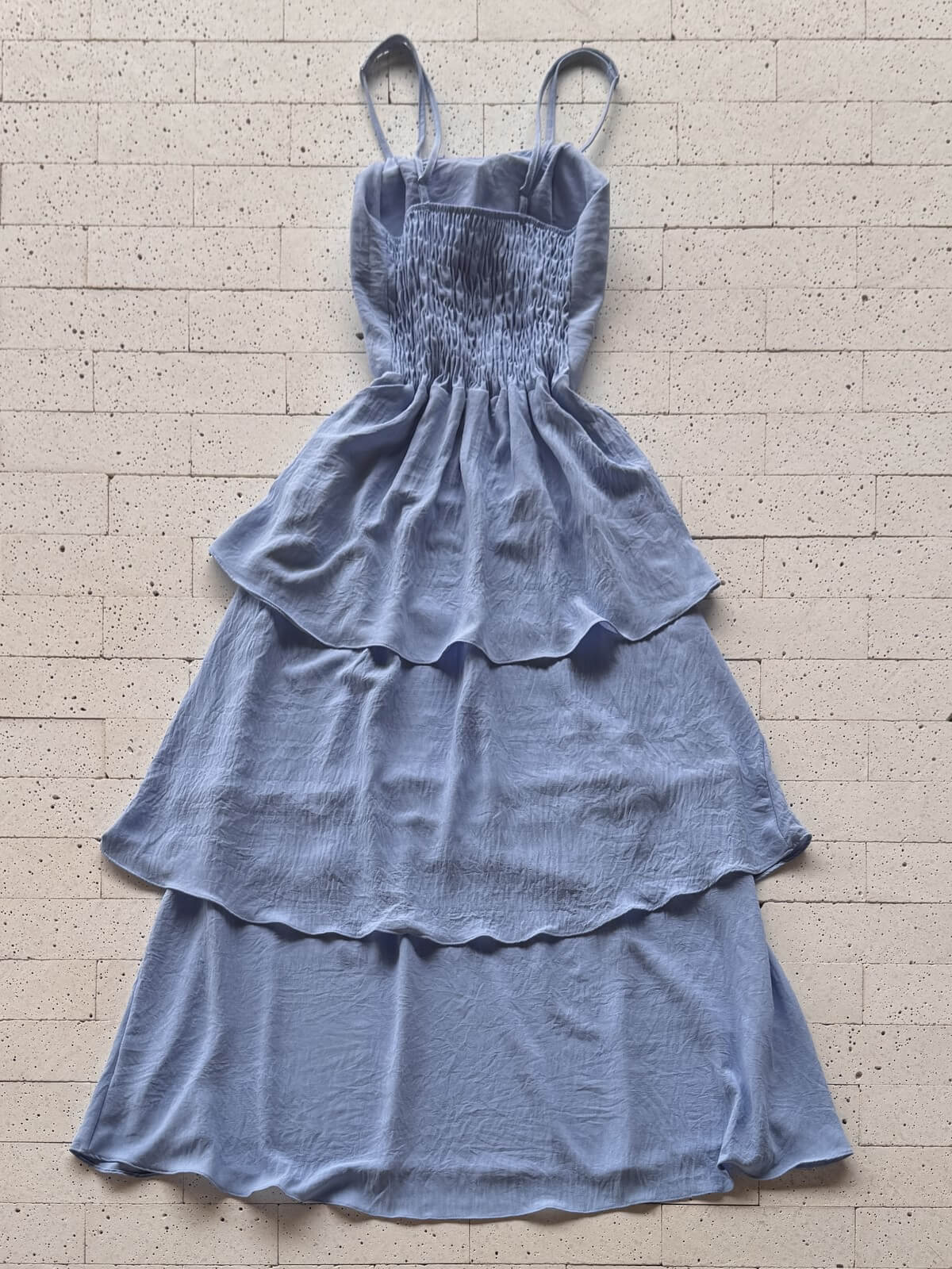 Dondoca_com_br Vestido Maxi Midi Alcinha E Camadas Tres Marias Azul