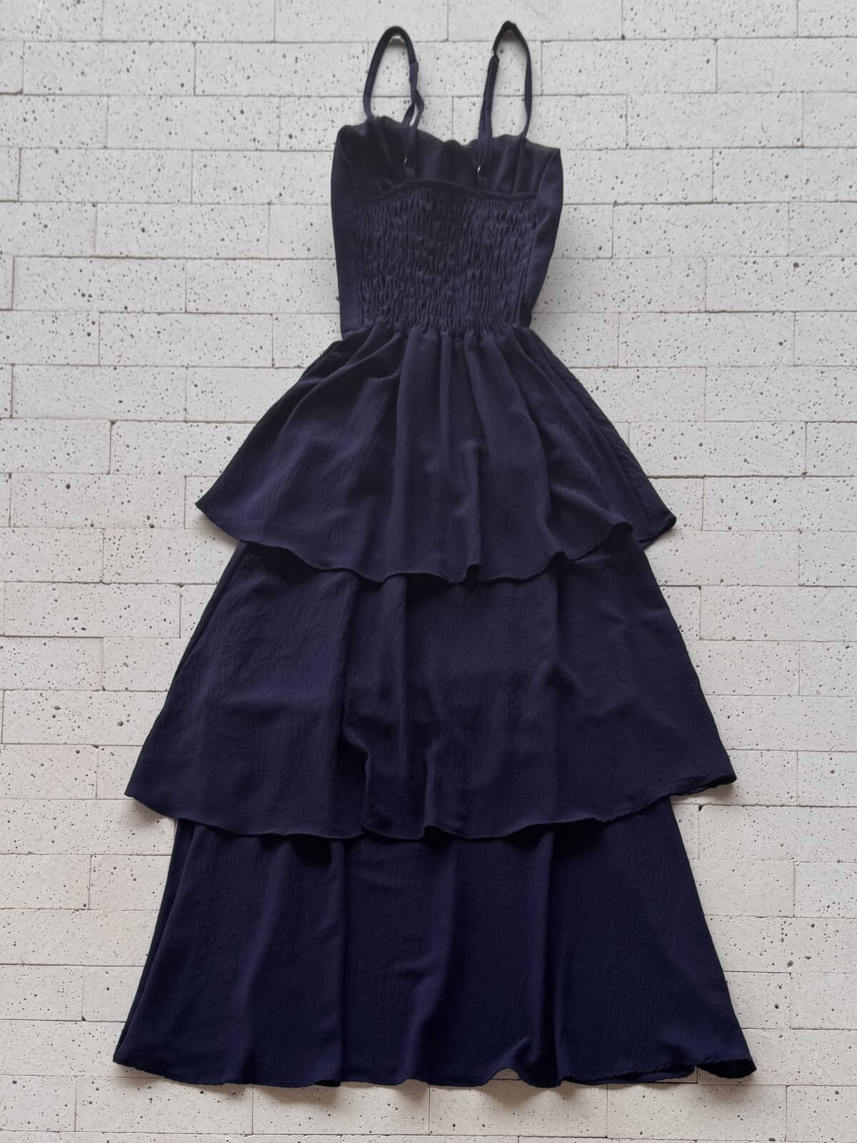 Dondoca_com_br Vestido Maxi Midi Alcinha E Camadas Tres Marias Marinho