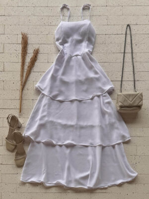 Dondoca_com_br Vestido Maxi Midi Alcinha E Camadas Tres Marias Off