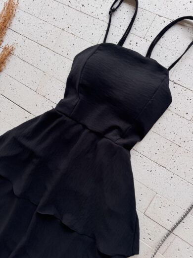Dondoca_com_br Vestido Maxi Midi Alcinha E Camadas Tres Marias Preto