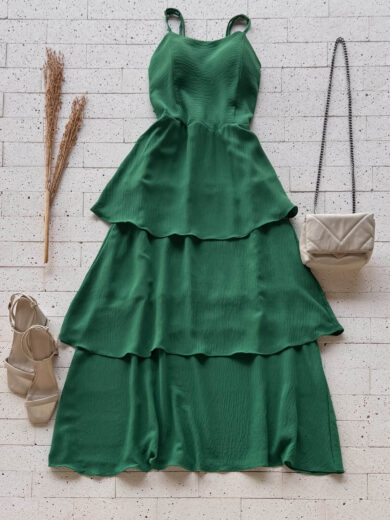 Dondoca_com_br Vestido Maxi Midi Alcinha E Camadas Tres Marias Verde