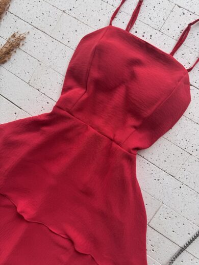 Dondoca_com_br Vestido Maxi Midi Alcinha E Camadas Tres Marias Vermelho