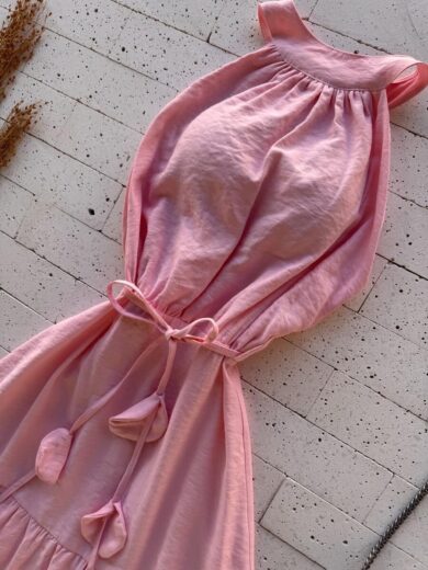 Dondoca_com_br Vestido Maxi Midi Tres Marias Sem Decote Rosa
