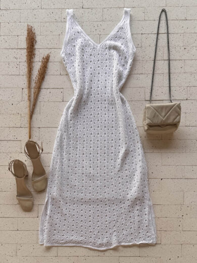 Dondoca_com_br Vestido Trico Maxi Midi Detalhado Com Fenda E Lurex Off