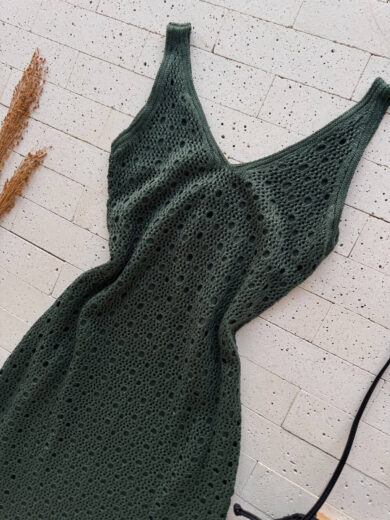 Dondoca_com_br Vestido Trico Maxi Midi Detalhado Com Fenda E Lurex Verde